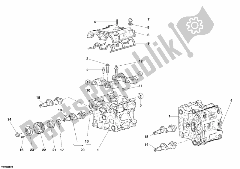 Toutes les pièces pour le Culasse du Ducati Superbike 999 USA 2005